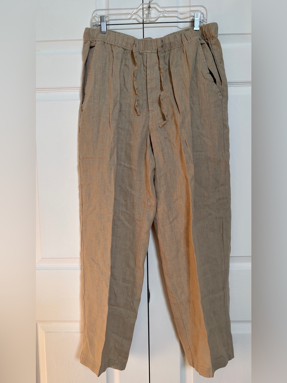 Weekendz Off Men’s Linen Pants Size L Beige Drawstring Casual